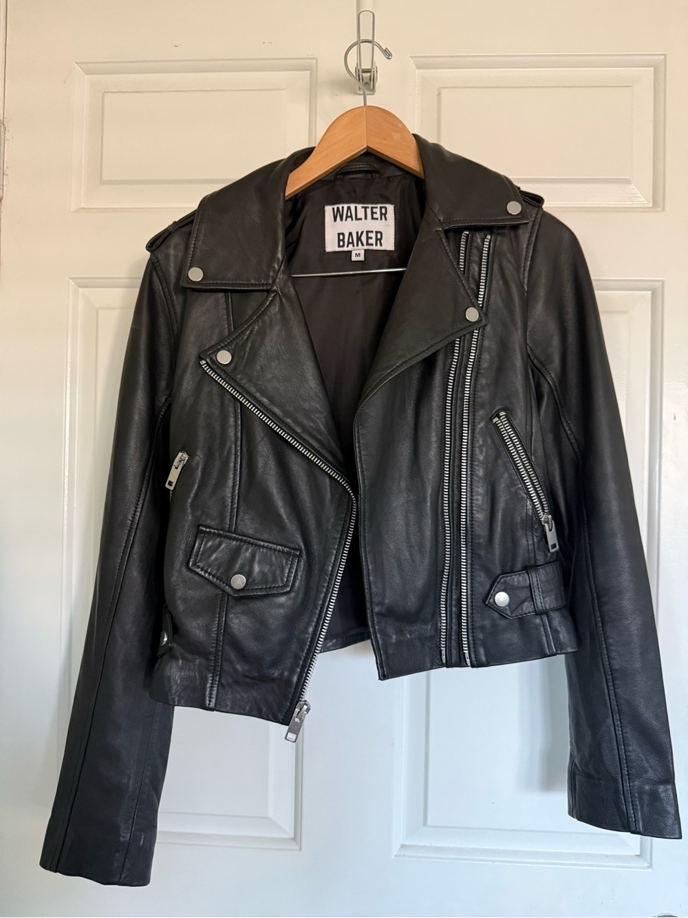 Walter Baker Black Leather Asymmetrical Moto Jacket